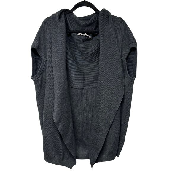 Athleta Restful Cocoon Wrap Cardigan Ribbed Heather Gray Sweater Size Small - Picture 1 of 8